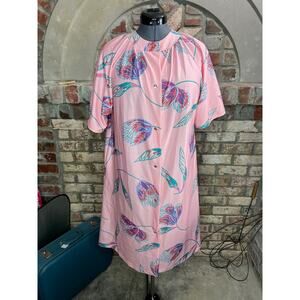 house dress snap front floral pink purple red green